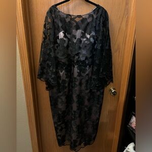 JS Collections knee length black lace cocktail dress. NWOT